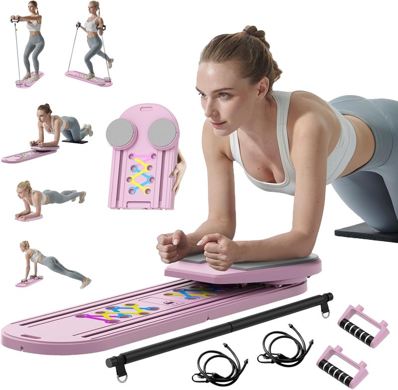 Lpter Pilates Board - 2025 Updated Pilates Reformer Machine Set, Multi-Purpose Foldable Pilates Reformer Board for Home, 6 in 1 Pilates Sliding Board - Image 1